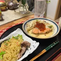 塩焼きそばと鮭のクリーム煮|くろさん