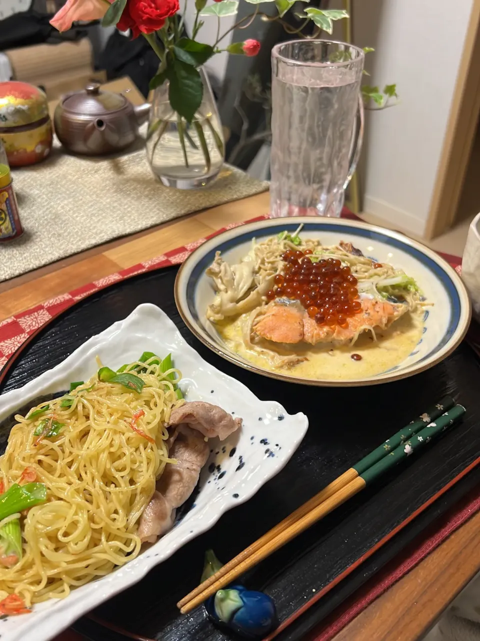 塩焼きそばと鮭のクリーム煮|くろさん