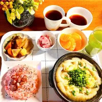 今日の自分朝ごはん🍲甘納豆の道産子赤飯、白菜豚肉巻き鍋^ ^|HAMI69さん