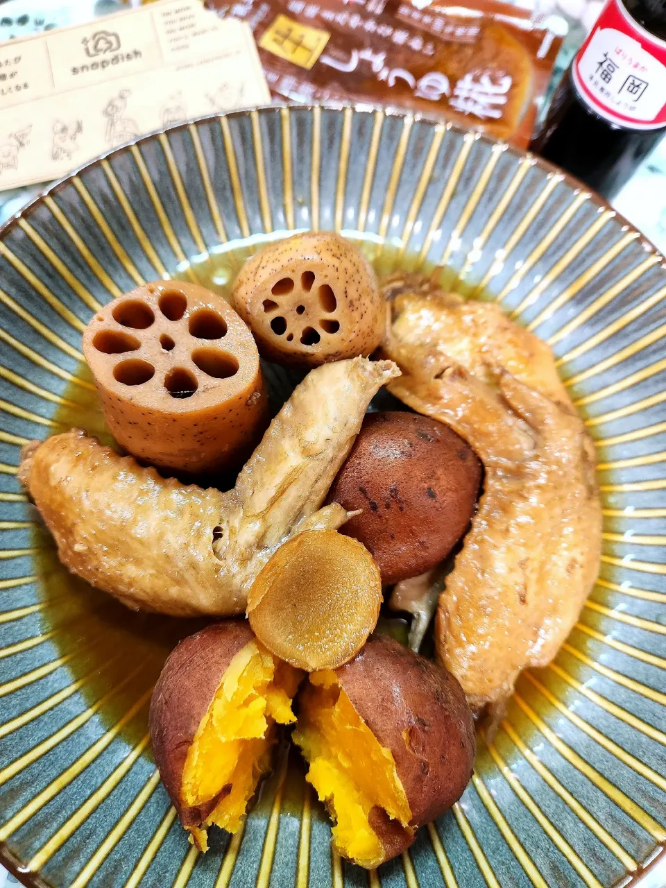 🔷staub鍋　まるごと蓮根と🍠安納芋の生姜じょうゆ煮🔷|@きなこさん