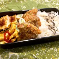 2024.11.25 息子弁当　◎とんかつ　◎焼き厚揚げ梅おかか　◎卵焼き　◎ちくわきゅうり|goroさん