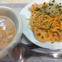 クリームスープ　おろし和風パスタ| さゆさん