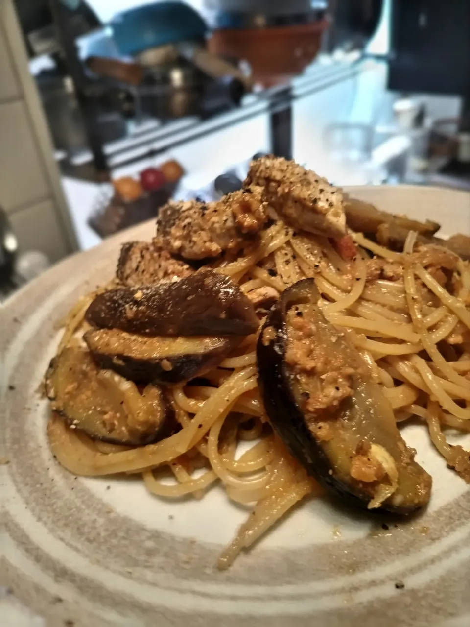 茄子とトマトのペペロンチーノ|takuさん