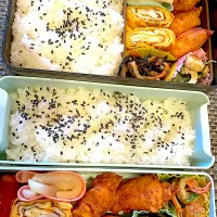 おっさん弁当　卵焼き　ムネ唐　ひじき　胡麻味噌和え| ひげおやじさん