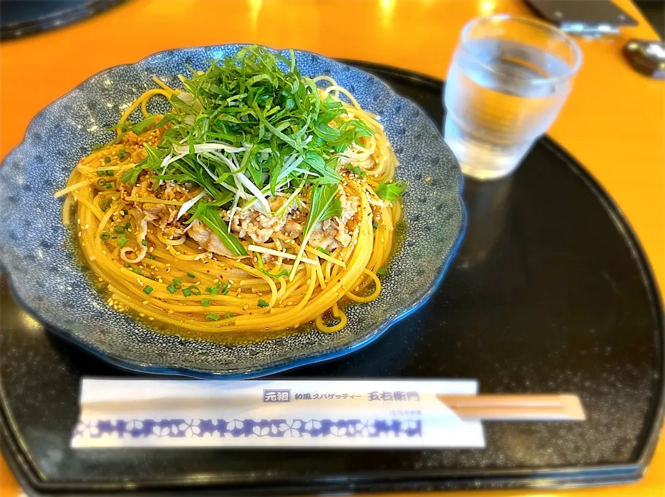 五右衛門パスタ〜豚しゃぶとたっぷり野菜の胡麻ダレ仕立て〜|ちびろ菌さん