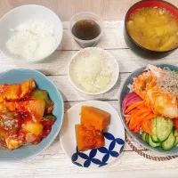 酢鶏と雪化粧かぼちゃの煮物|chou  chouさん