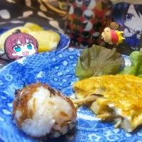 朝食のおにぎり&オムレツ|イリヤさん