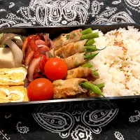 2024.11.27 息子弁当　◎いんげんの肉巻き　◎卵焼き　◎高野豆腐の煮物　◎グリルハム|goroさん