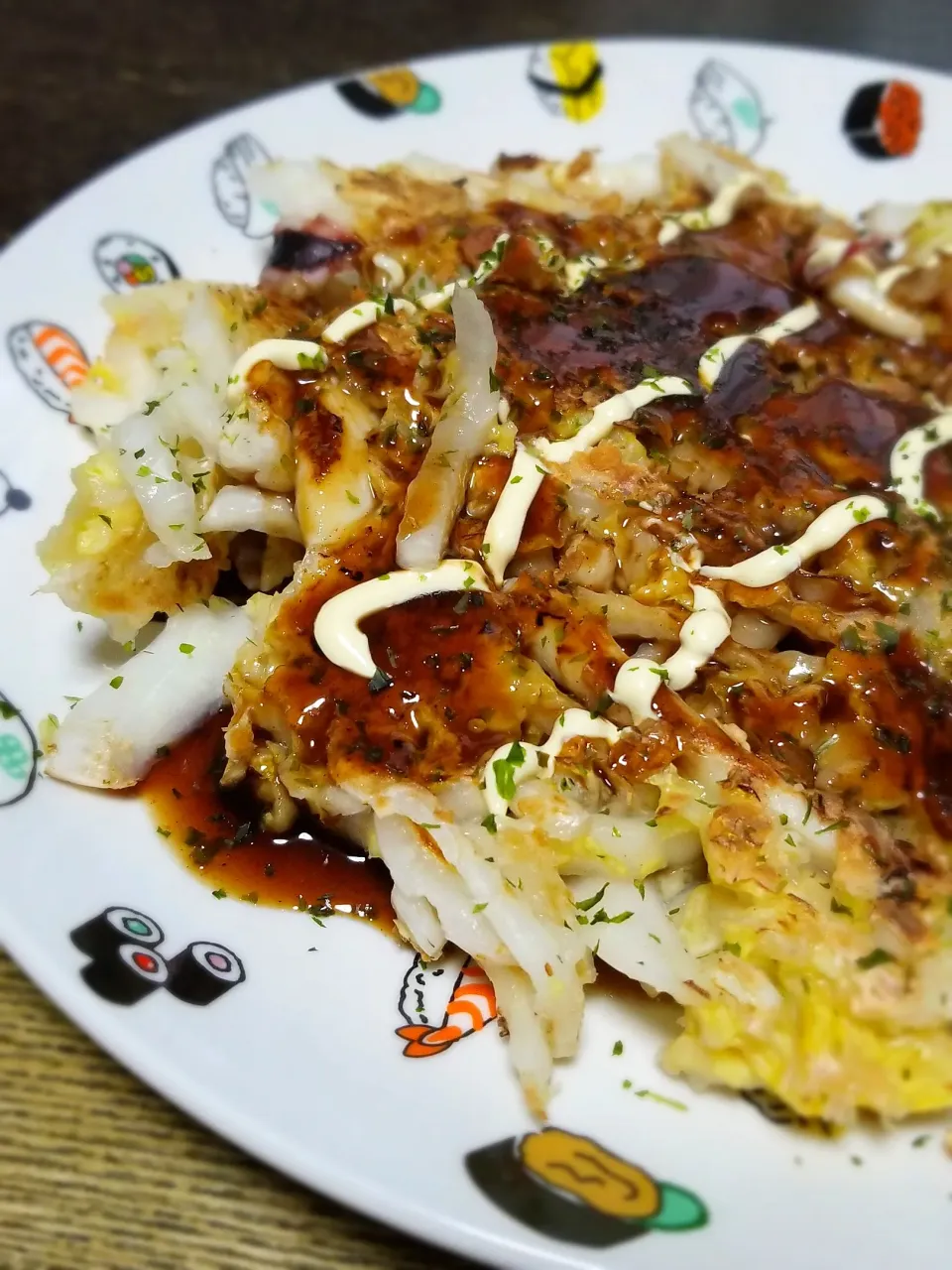 白菜とイカのお好み焼き|ぱんだのままんさん