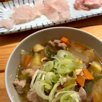 鶏汁 & カワハギのお刺身|ぺろたんさん