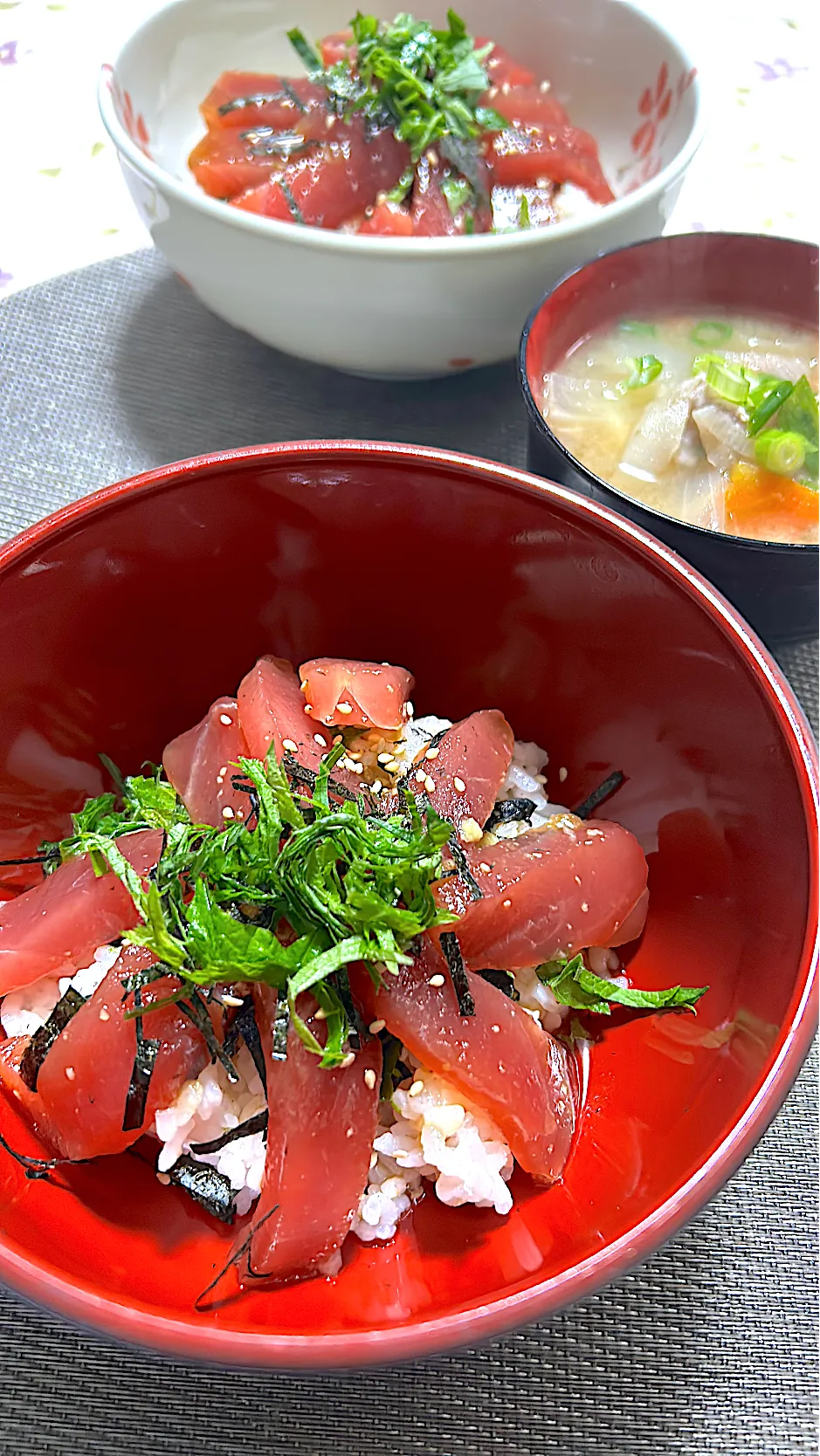 マグロ漬け丼と豚汁|🍒ふみりん🍒さん