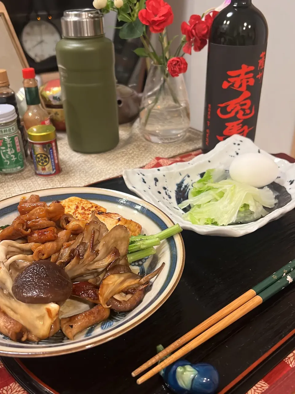 キノコのバター醤油焼き　蒸し白菜　蒸し玉子|くろさん