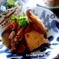 親鶏と焼き豆腐の甘辛煮|山田 奈味　Instagram ＊nmymd369さん