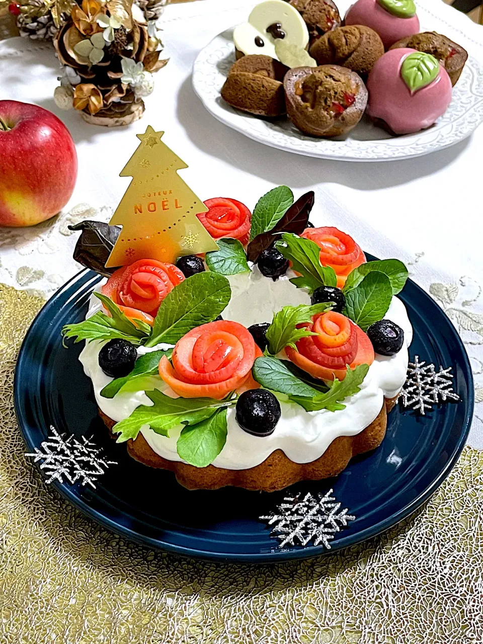 りんごのクリスマスリースケーキ🍎|シフォンさん