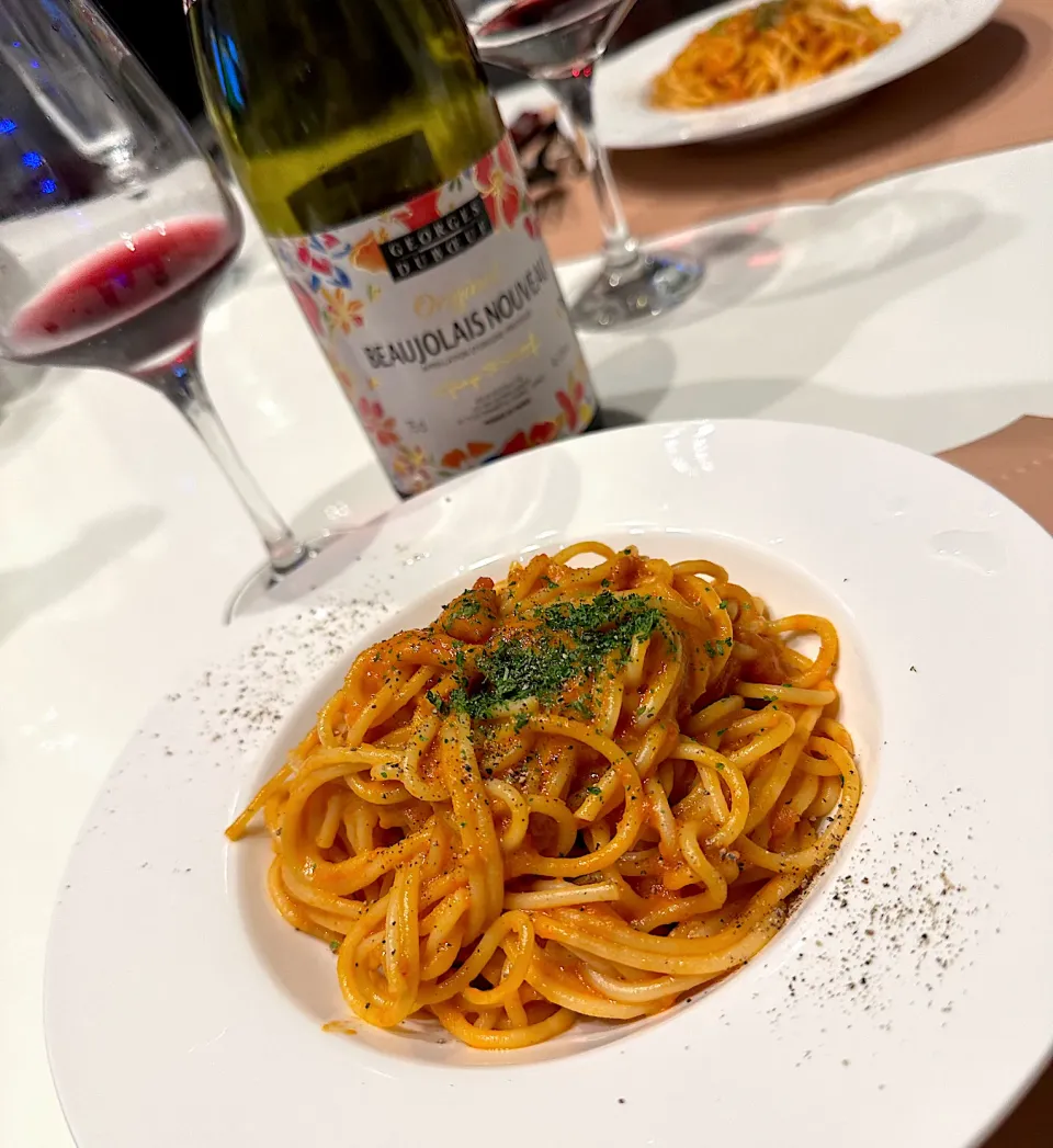 ７の金パスタ🍝ボジョレーで➰🍷|ナムナムさん