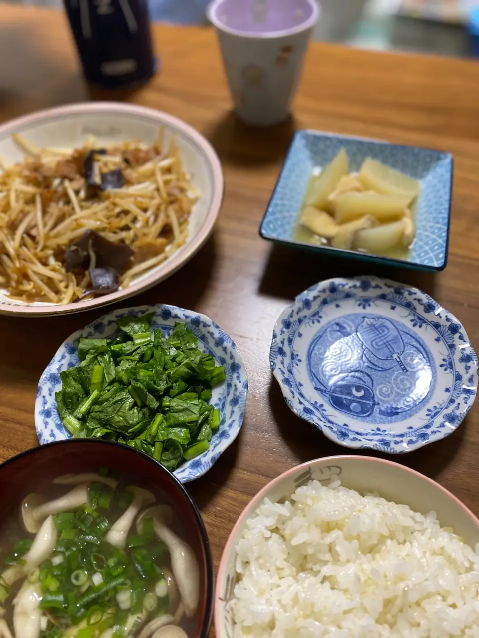 夜　蕪煮物､蕪葉漬物､もやし炒め|みちくんさん