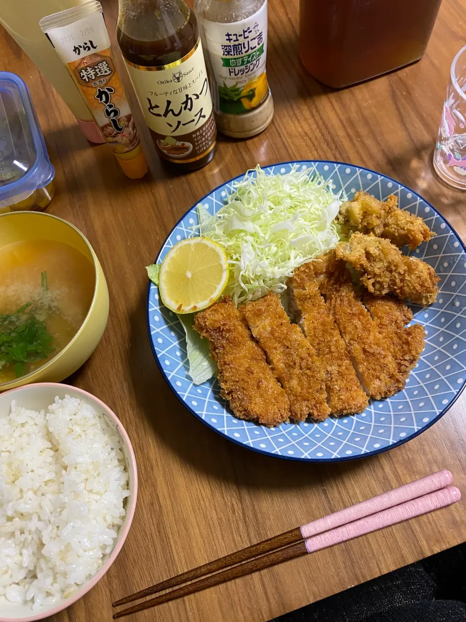 夜　トンカツとカキフライ|みちくんさん