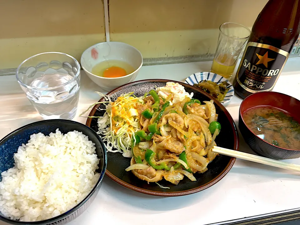 鳥はる　豚スタミナ定食生卵サービス|あべたかひろさん