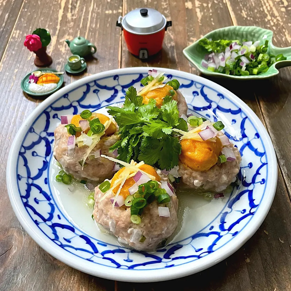 หมูสับนึ่งไข่เค็ม（ムーサップヌンカイケム）🇹🇭蒸した豚ひき肉と塩漬け卵|七海さん