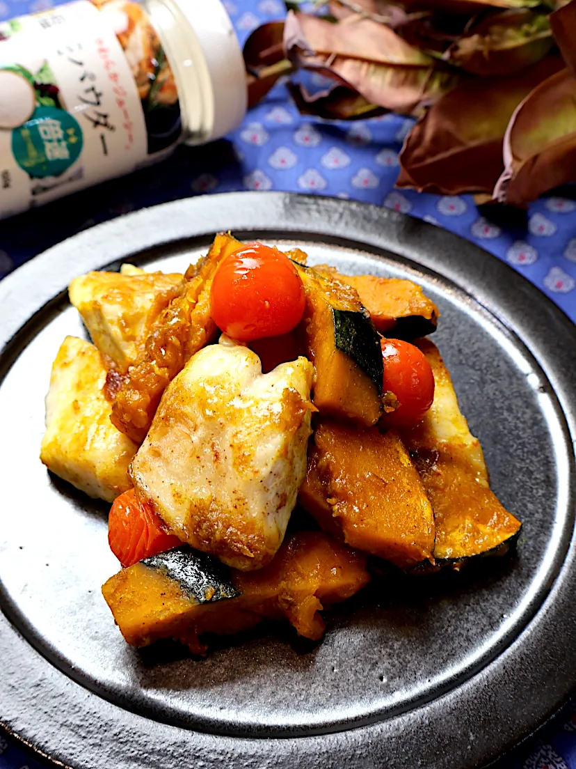 鶏ムネ肉とかぼちゃのカレーソテー|めいめいさん