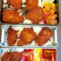 おっさん弁当　大根　🎃　🫘　たくあん　タレカツ丼|ひげおやじさん