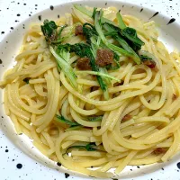 オイルサーディンと水菜のパスタ|Sugarさん