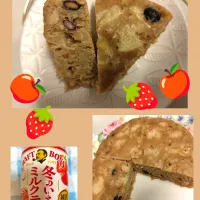 りんごとクラフトボス冬のいちごミルクティー、ミックスビーンズの炊飯器ケーキ(クイックオートミール、ベジオイル入り)|m.rafuさん