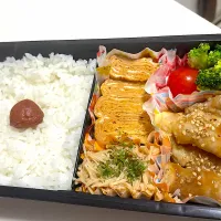 豚肉チーズ巻き　えのきバター　卵焼き　トマトブロ|senaさん