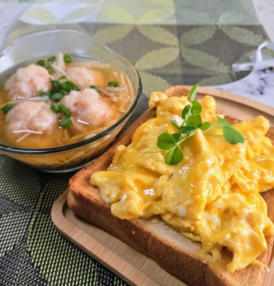 だし焼きチーたまトースト
海老蟹だんごスープ|マギーさん