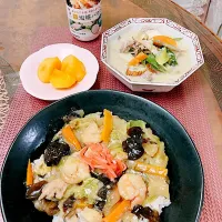 中華丼と粕汁|ショコラさん