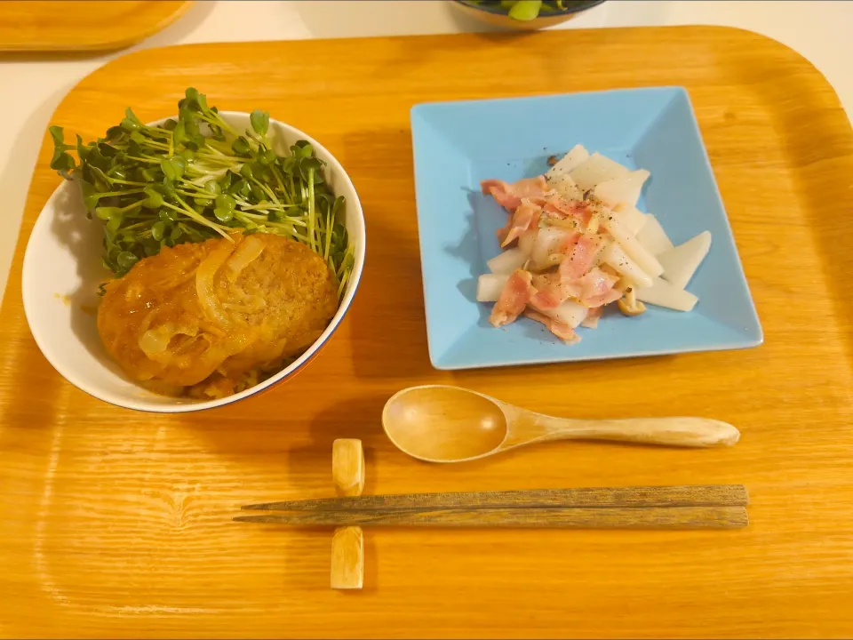 今日の夕食　ハンバーグ丼|pinknari🐰🌈さん