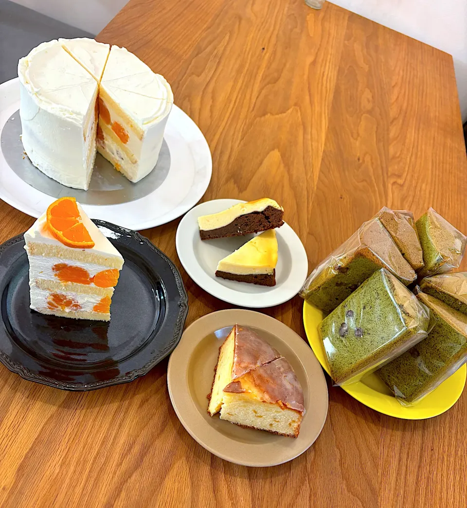 ✴︎みかんのショートケーキ✴︎チーズケーキとブラウニー✴︎柚子のウークエンド✴︎抹茶と大納言のシフォンケーキ|まどさん