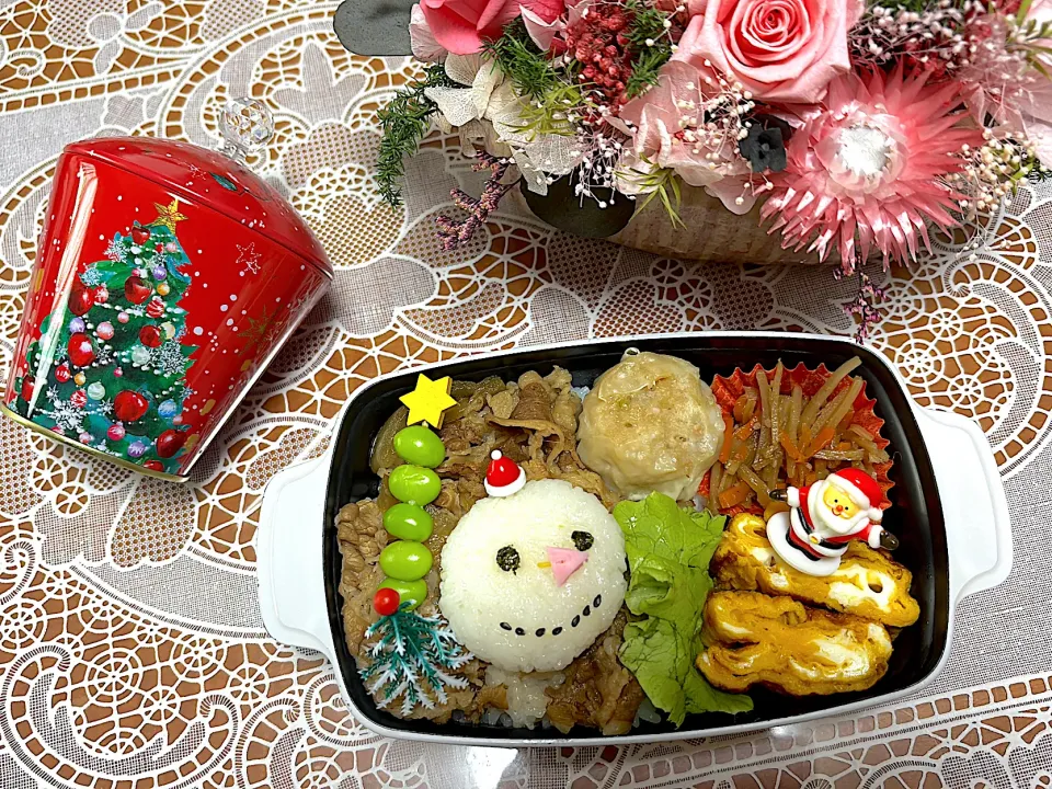 2024.12.5はスノーマンのミニおにぎり牛丼弁当⛄️|makoさん