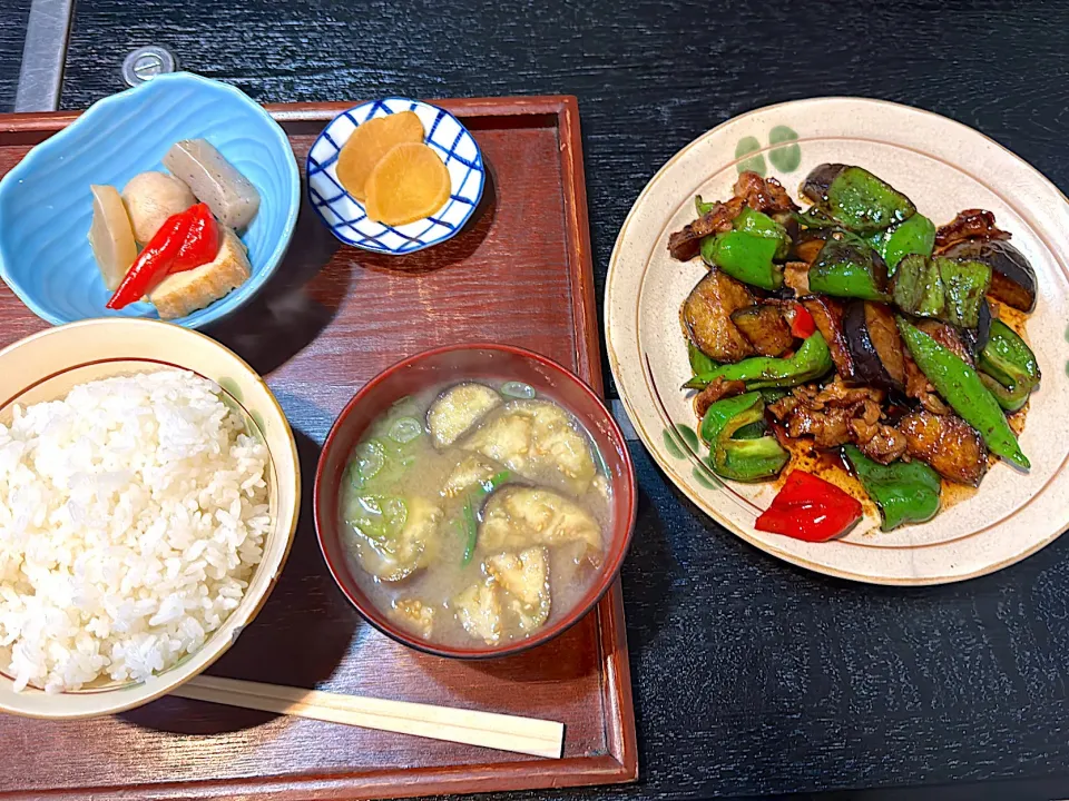 一房　なすとピーマン豚肉の味噌炒め定食|あべたかひろさん