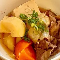 「我家風の 肉どうふ💦」
芋焼酎の お湯割りを添えて
晩酌スタート(^^)・・|ばくあんしゃさん