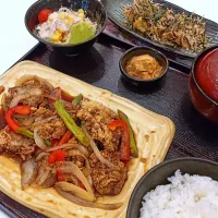 Stir-fried Spicy & Crispy Chicken w/ Rice + Side Dish Gyoza 🍚🍗🥟🥢|An'leeさん