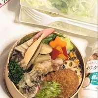 本日のお弁当〜カニクリームコロッケ弁当