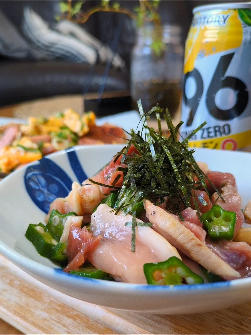 鶏たたきの梅和え|まりおさん