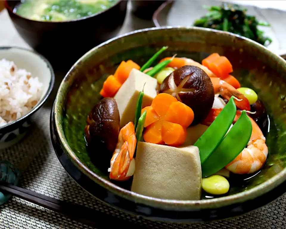 高野豆腐の含め煮定食|かおるさん