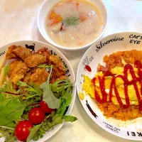 おっさんご飯　🍟　唐揚げ　🥗　オムヤァース　シッチュー| ひげおやじさん