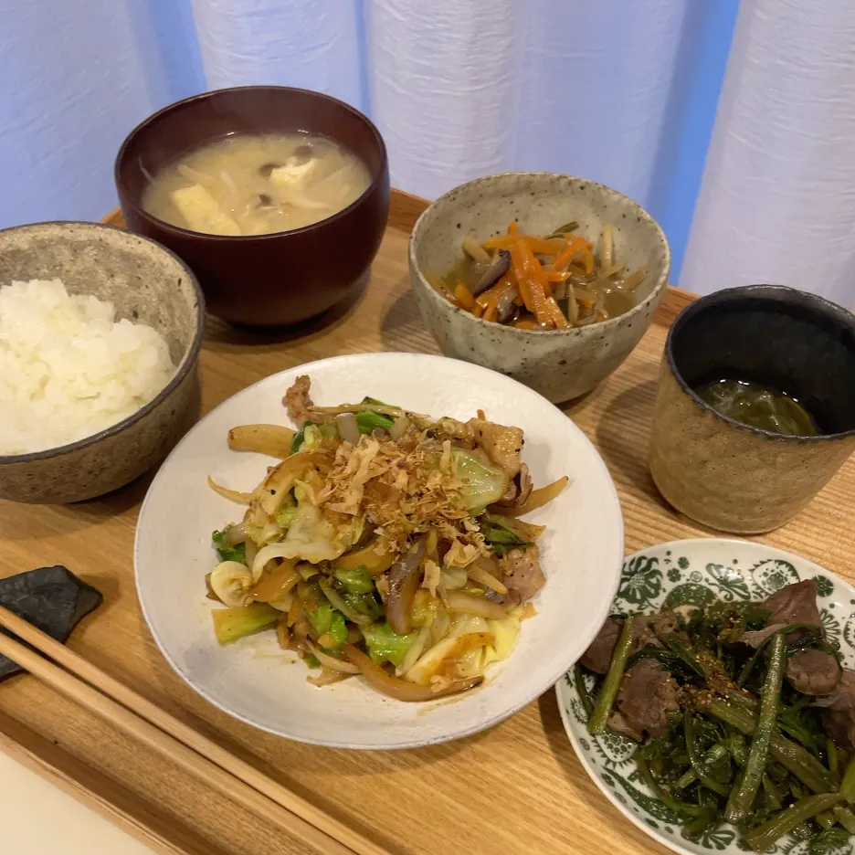 キャベツと豚肉のオイマヨ炒め定食|pontalさん