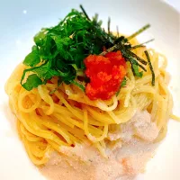 白だしde明太クリームパスタ