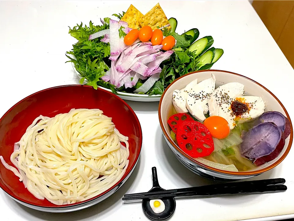 白菜と蒸し鶏のつけ汁うどん|マニラ男さん