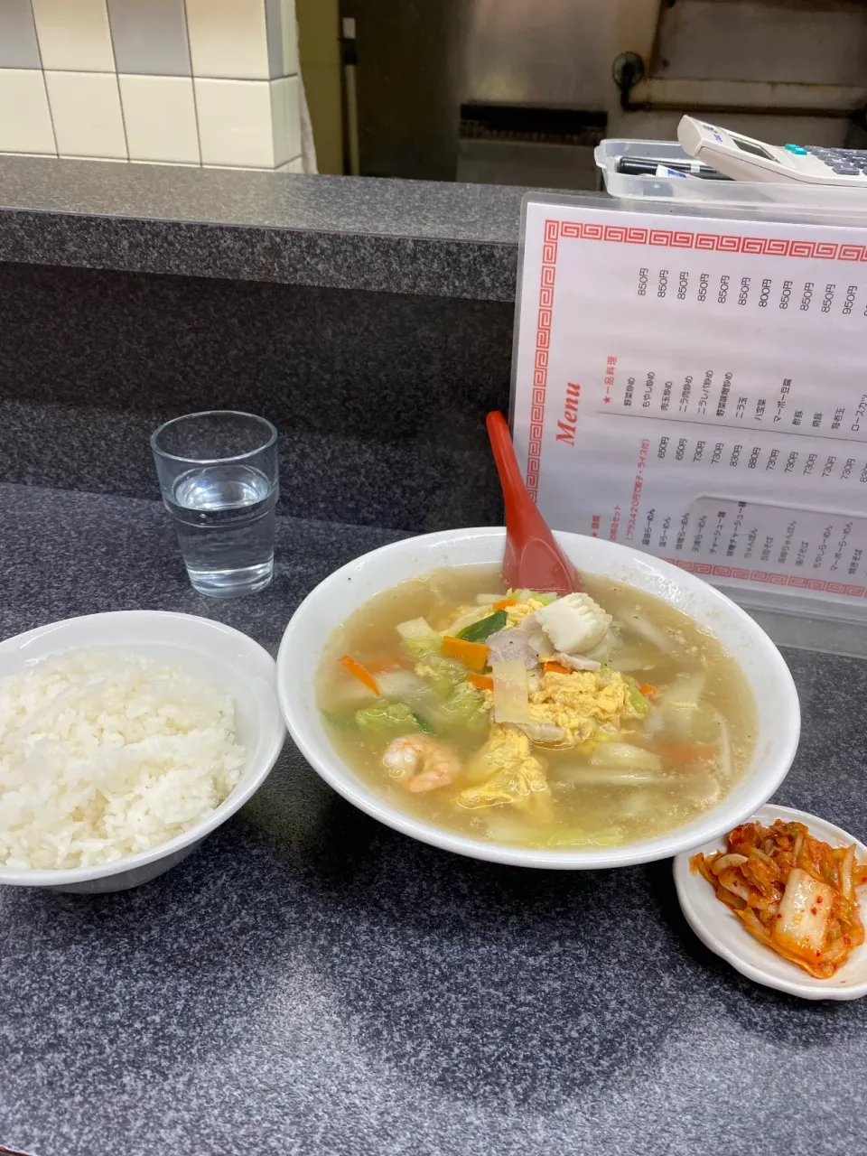 大阪市阿倍野区天王寺町北　来々軒の日替わりの五目そば定食|タカちゃんさん