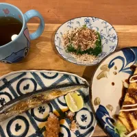 細っちょ秋刀魚ととんぺい焼きの豚抜き|なつこいっきママさん