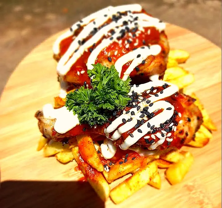 grilled  chicken n chips|zunaisさん