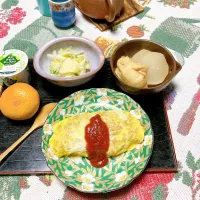 grandmaの晩ごはん☆ 今夜はオムライス
白菜のナマス…
大根を煮ました　頂きます|kaoriさん