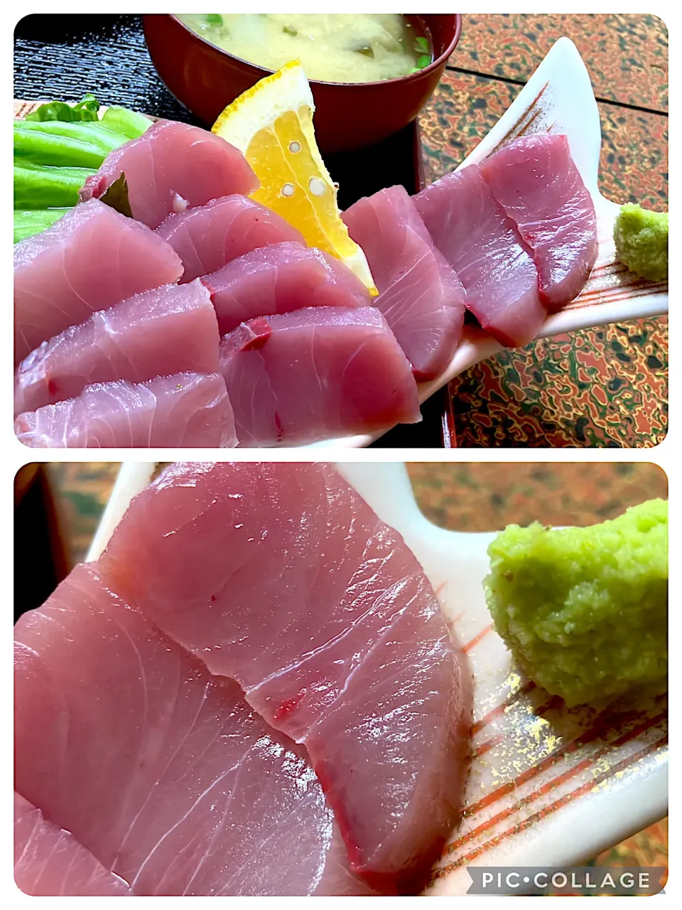 刺身定食の刺身 60cm位のヤズ(街中ではコレが普通にブリ🐟として売られてるから摩訶不思議🐟)|🐈⸒⸒⸒⸒つるのダンス🐈🐾さん