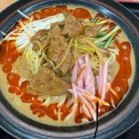 「激辛  担々麺💦」
梅やきめし を添えて 晩ごはん🍜| ばくあんしゃさん