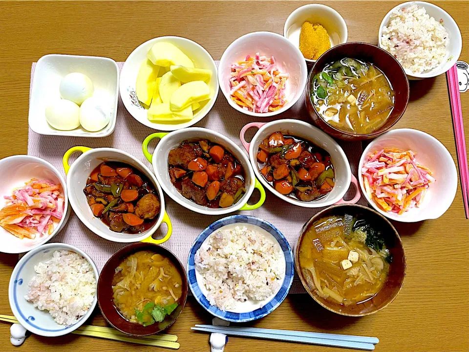 酢豚とカブ柿サラダとお味噌汁で♪3人晩ごはん~(^^)❤︎|いつくしみちゃんさん